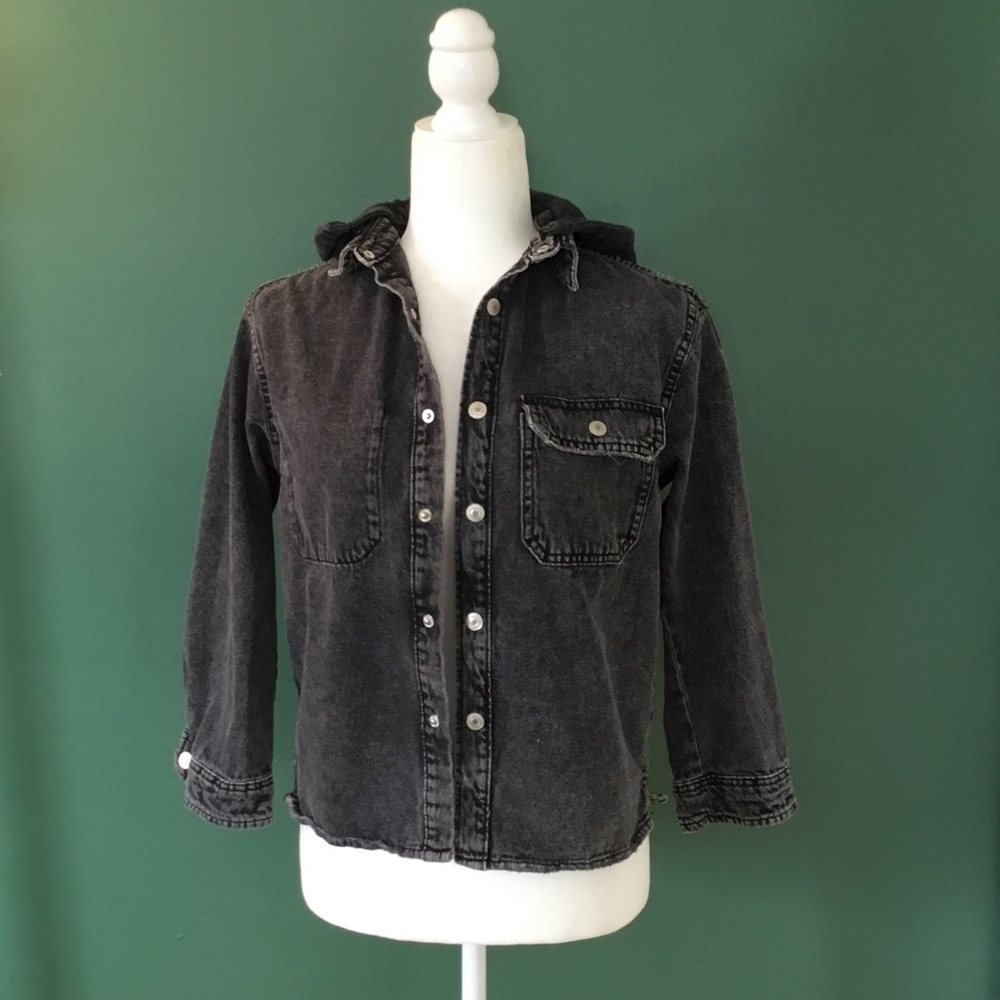 Zara Y2K Grunge Boho Black Denim Jacket Size 10
